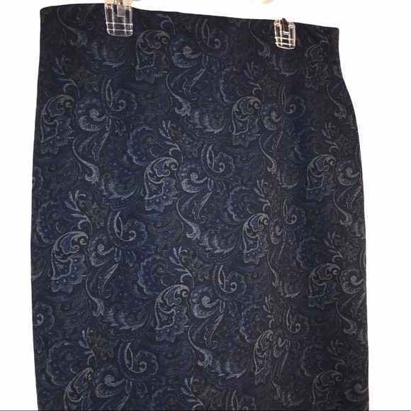 Black Gray Blue Floral Paisley Skirt - Picture 2 of 8
